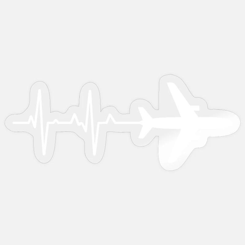 Airplane Heartbeat Pattern - Sticker size S (10 x 10 cm) - transparent glossy