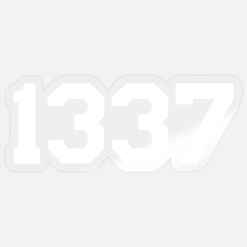 1337 – Conception de texte blanc Sticker taille S (10 x 10 cm)