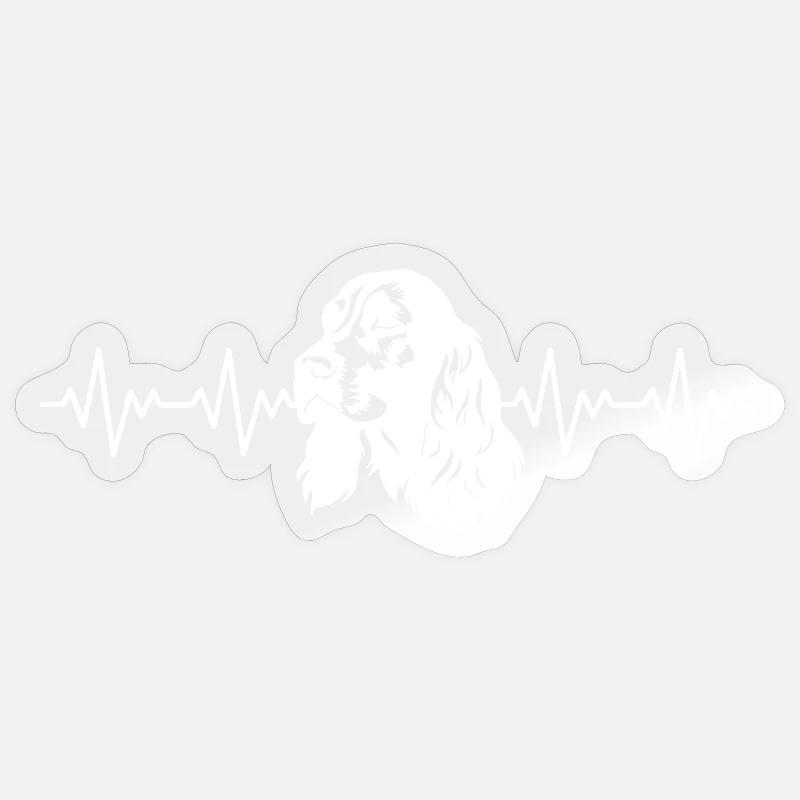 Cocker Spaniel EKG Herzschlag - Sticker Größe S (10 x 10 cm) - Transparent glänzend