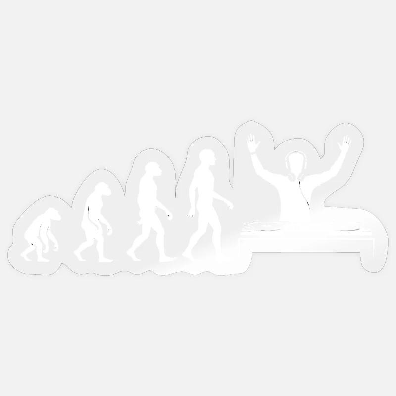Évolution vers un DJ avec platine - Sticker taille S (10 x 10 cm) - brillant transparent
