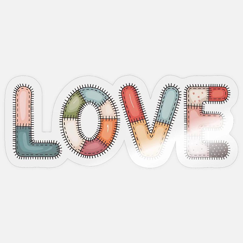 J’adore la couture patchwork design fait main Sticker taille S (10 x 10 cm)