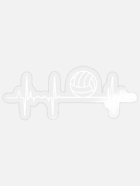 Herzschlag Volleyball - Sticker Größe S (10 x 10 cm) - Transparent glänzend