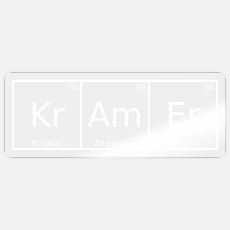 Kramer Nom Prénom Chimie Éléments du tableau périodique - Sticker taille S (10 x 10 cm) - brillant transparent