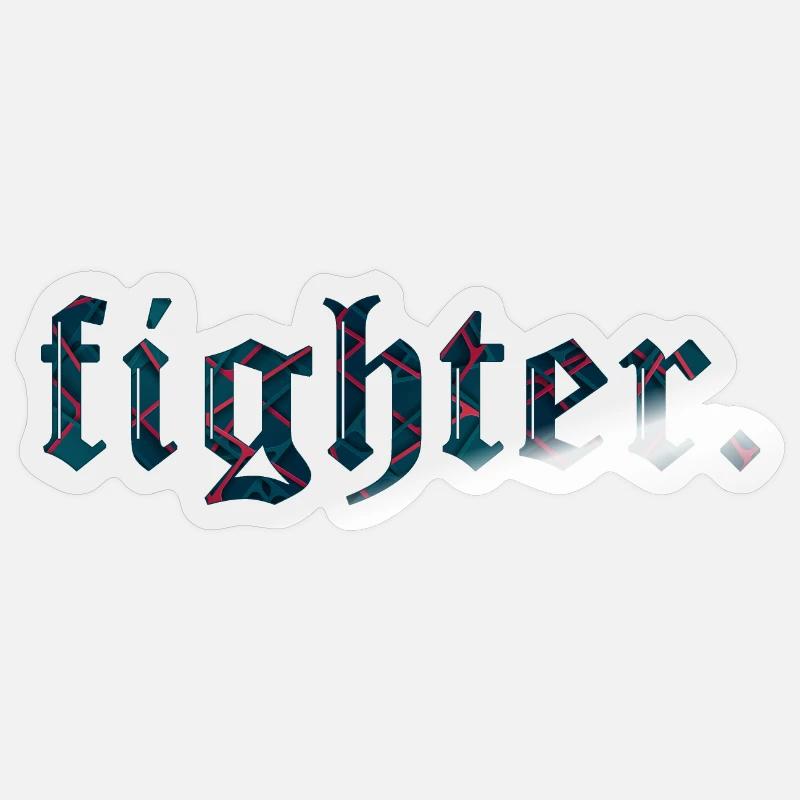 fighter. shadows with lines - Sticker size S (10 x 10 cm) - transparent glossy