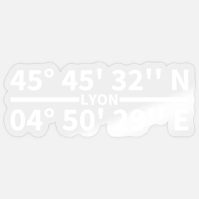 Coordonnées de Lyon - Sticker taille S (10 x 10 cm) - brillant transparent