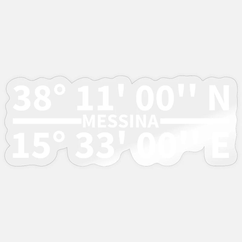 Coordonnées de Messine - Sticker taille S (10 x 10 cm) - brillant transparent