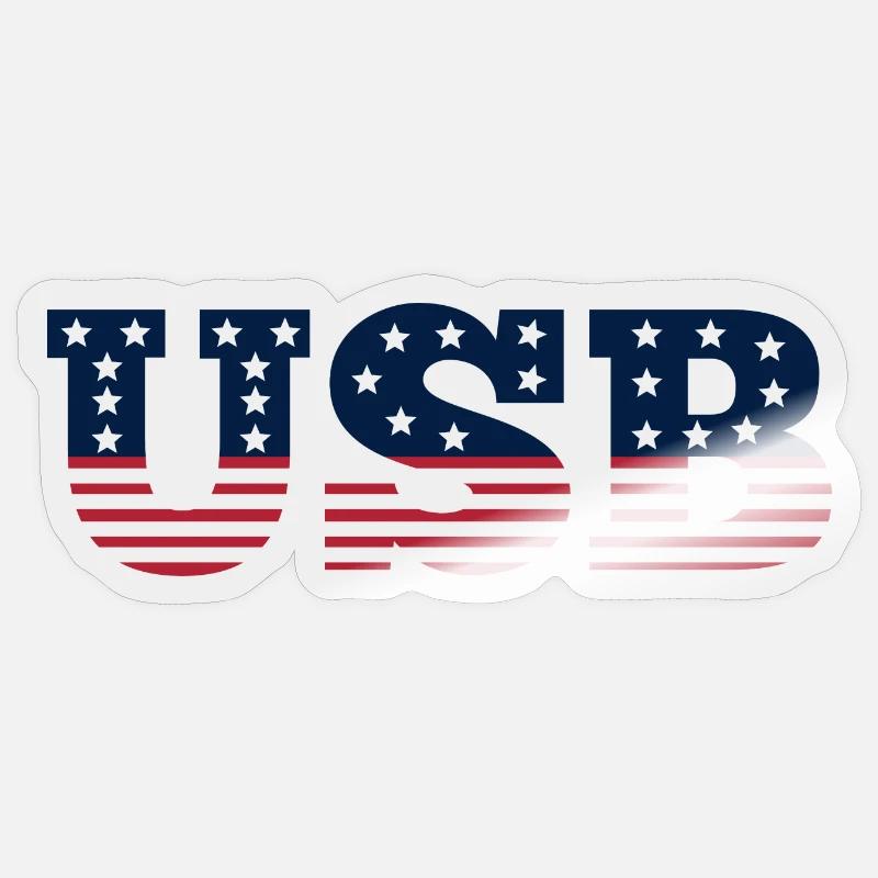 USB Amerka Flag Computer Satire Humor Sticker size S (10 x 10 cm)