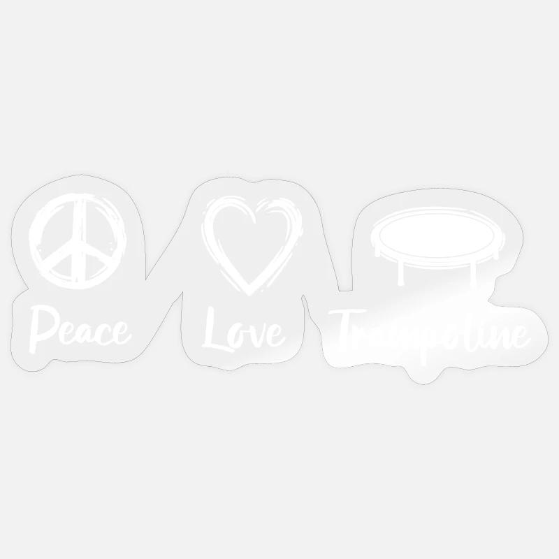 Peace Love Trampolines - Sticker taille S (10 x 10 cm) - brillant transparent