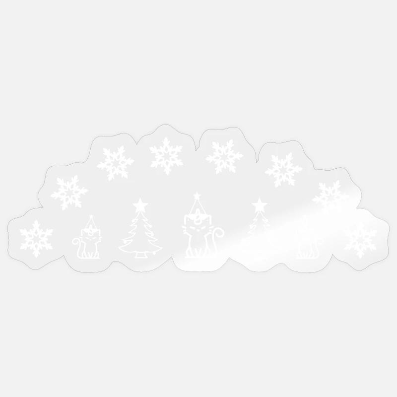 Fresque Chat-licorne de Noel - Sticker taille S (10 x 10 cm) - brillant transparent