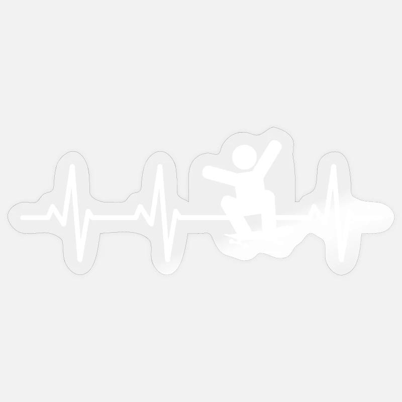Skateboarder Stick Figure Cardiogramme - Sticker taille S (10 x 10 cm) - brillant transparent