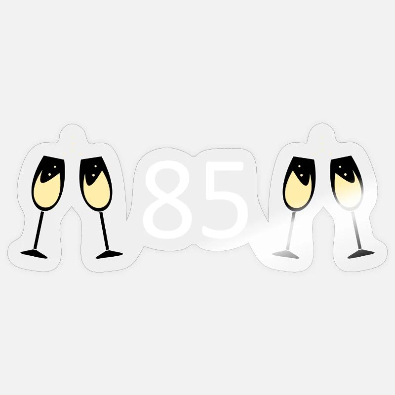 85e anniversaire 85 ans 85 Numéro 85 Blanc Sticker taille S (10 x 10 cm)