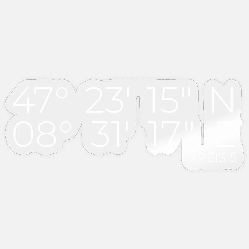 Coordinates District 5 Zurich Sticker size S (10 x 10 cm)