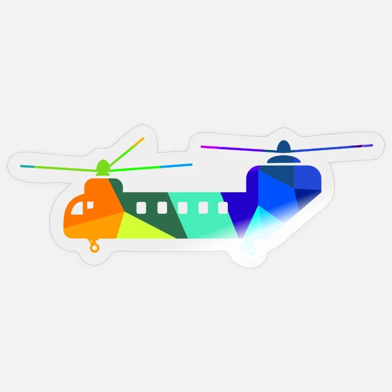 Double hélicoptère Rainbow Airplanes - Sticker taille S (10 x 10 cm) - brillant transparent