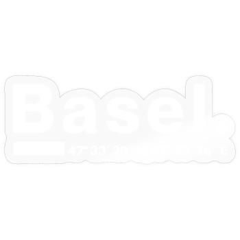 Basel Koordinaten - Sticker Größe S (10 x 10 cm) - Transparent glänzend - Vorne