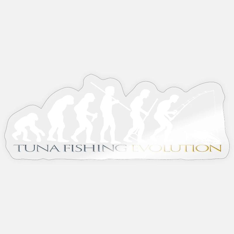 FISHING EVOLUTION (weiße Version) Sticker Größe S (10 x 10 cm)