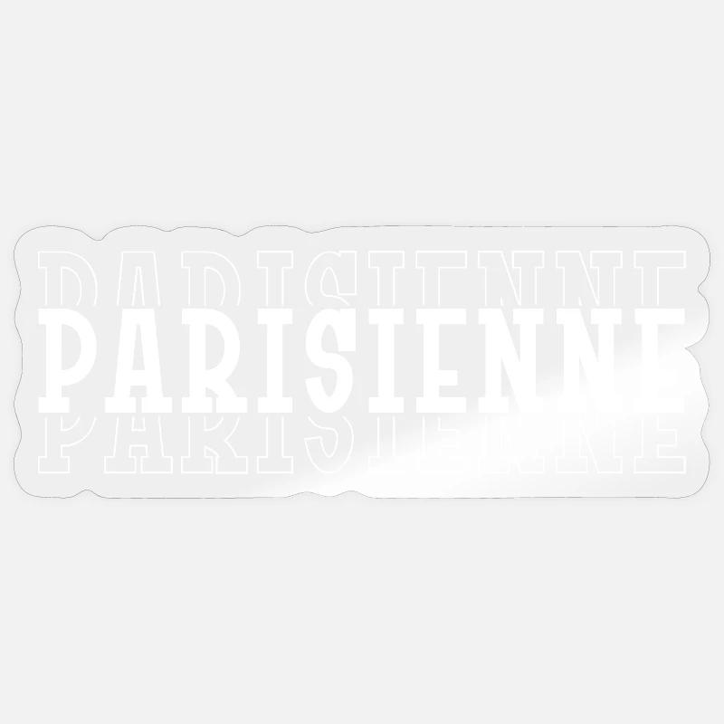 Parisienne en Lettres Blanches - Sticker taille S (10 x 10 cm) - brillant transparent
