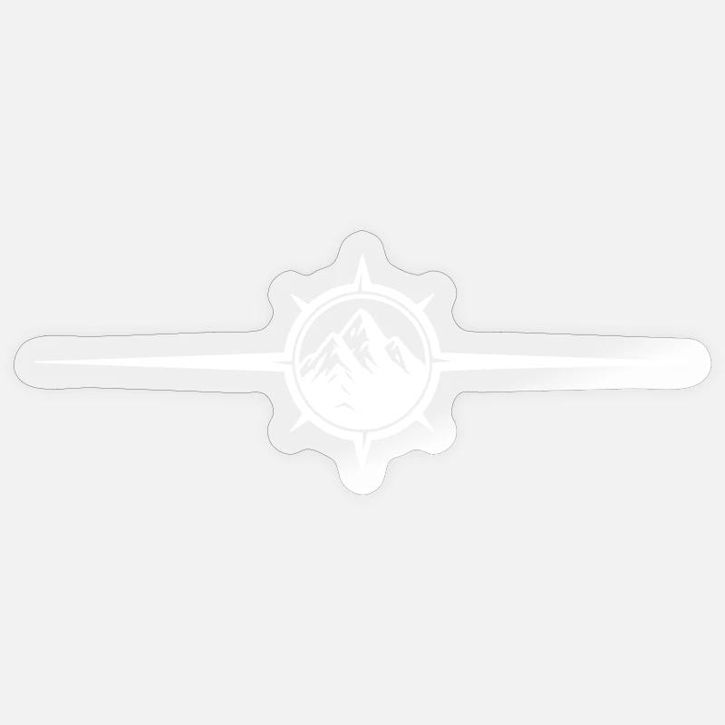 Compass symbol mountains - Sticker size S (10 x 10 cm) - transparent glossy