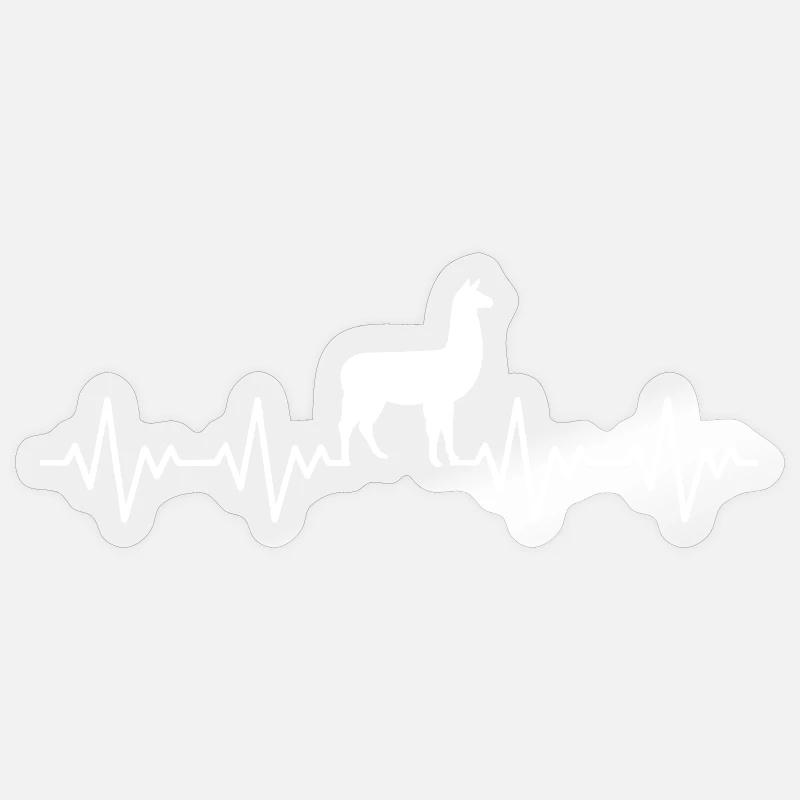 Lama ECG Heartbeat - Sticker size S (10 x 10 cm) - transparent glossy
