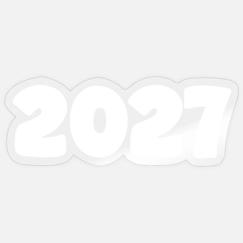 2027 weiß - Sticker Größe S (10 x 10 cm) - Transparent glänzend