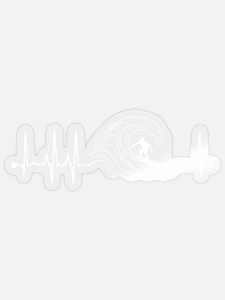Herzschlag-EKG beim Surfen, Herren-Surfer - Sticker Größe S (10 x 10 cm) - Transparent glänzend