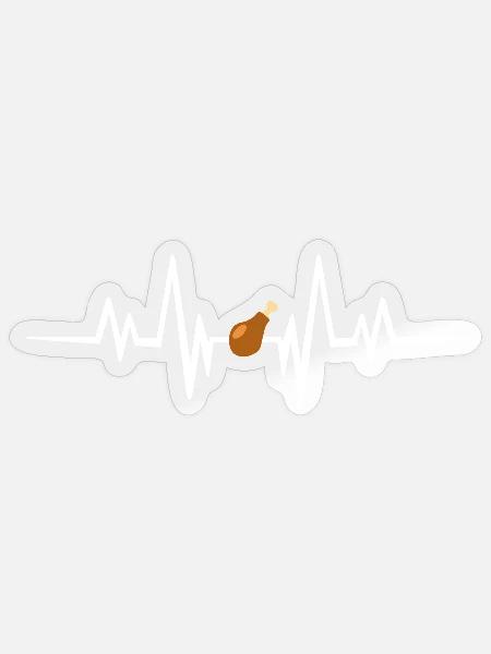 Herzschlag mit Hähnchen - Sticker Größe S (10 x 10 cm) - Transparent glänzend