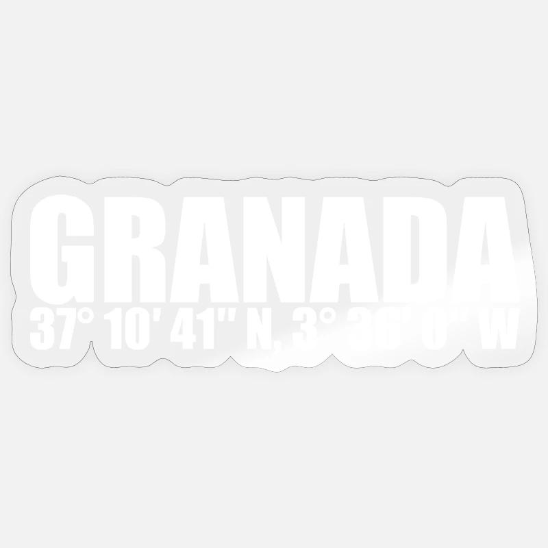 Coordonnées de Grenade - Sticker taille S (10 x 10 cm) - brillant transparent