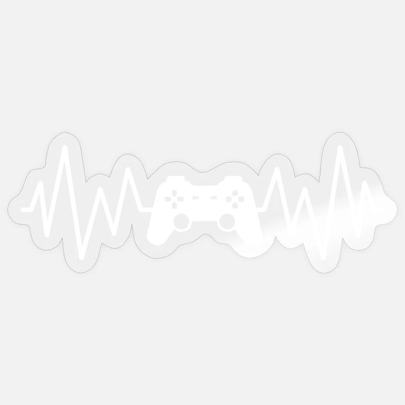 Gamer-Rhythmus: Controller und Herz - Sticker Größe S (10 x 10 cm) - Transparent glänzend