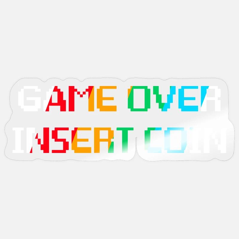 Game Over Münze einwerfen (dunkel) - Sticker Größe S (10 x 10 cm) - Transparent glänzend