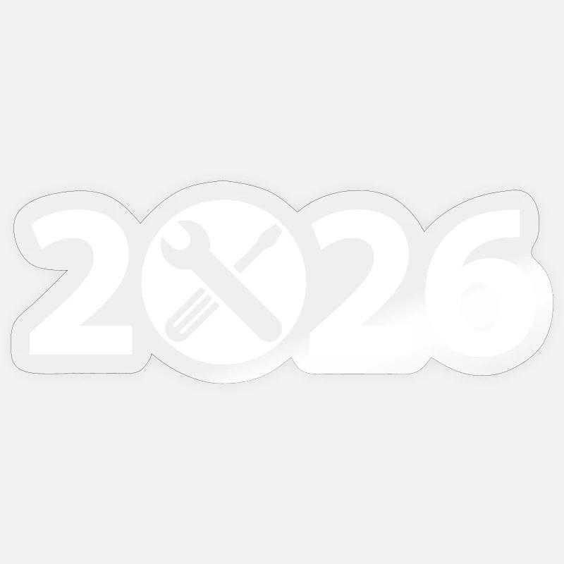 Rénovation 2026, artisan 2026, constructeur 2026 - Sticker taille S (10 x 10 cm) - brillant transparent