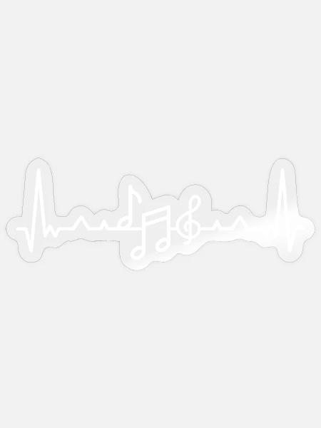 Herzschlag Musik Musiker Notenschlüssel - Sticker Größe S (10 x 10 cm) - Transparent glänzend