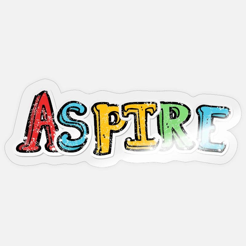 Aspire Bunte Graffiti-Schriftzeichen - Sticker Größe S (10 x 10 cm) - Transparent glänzend