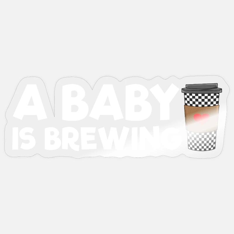 Une future mère dont le bébé prépare du café - Sticker taille S (10 x 10 cm) - brillant transparent