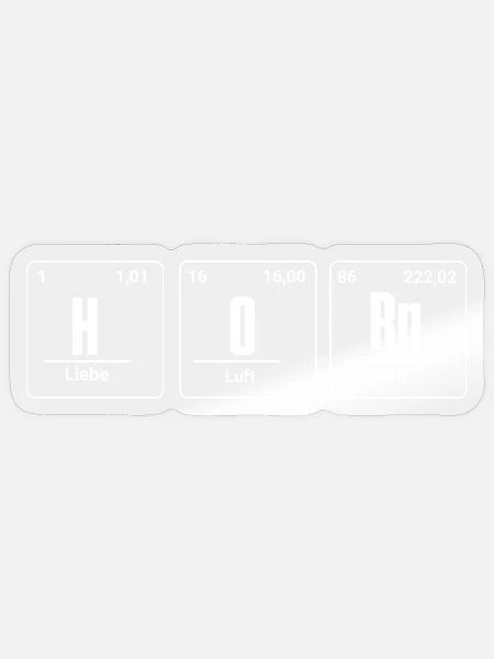 Horn als Chemische Elemente Waldhorn für Hornist - Sticker Größe S (10 x 10 cm) - Transparent glänzend