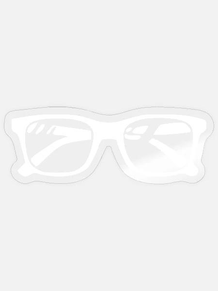 Brille_weiss_Augenoptiker_Geschenk_Optiker - Sticker Größe S (10 x 10 cm) - Transparent glänzend
