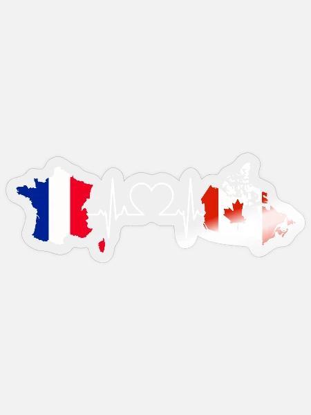 Heartbeat France Kanada - Sticker Größe S (10 x 10 cm) - Transparent glänzend