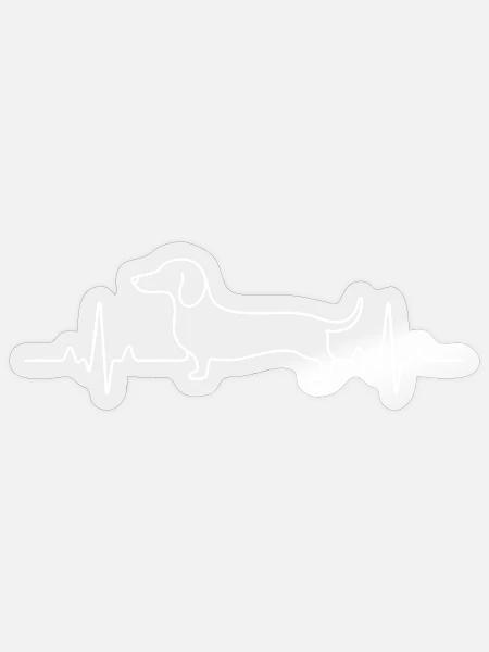 Dackel Herzschlag Umriss - Sticker Größe S (10 x 10 cm) - Transparent glänzend