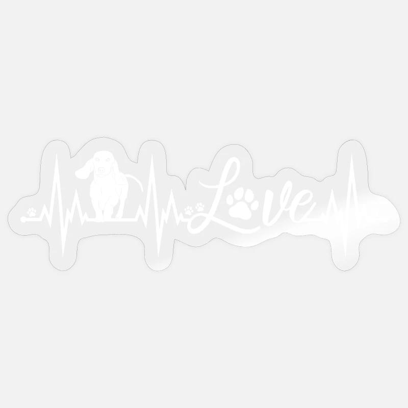 Dackel Herzschlag - Sticker Größe S (10 x 10 cm) - Transparent glänzend