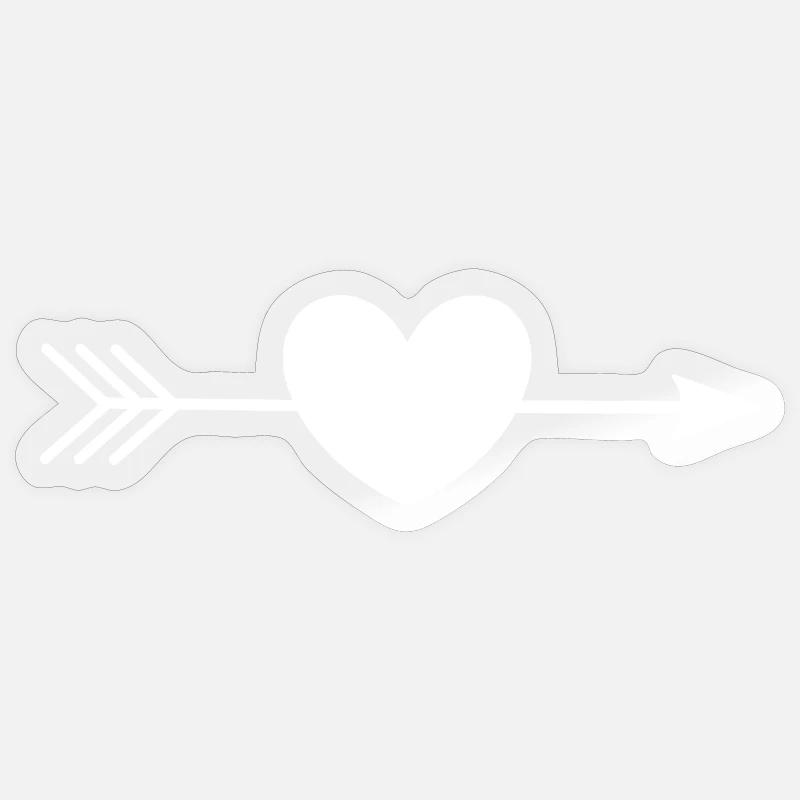 weißes Herz weiß mit Pfeil - Sticker Größe S (10 x 10 cm) - Transparent glänzend