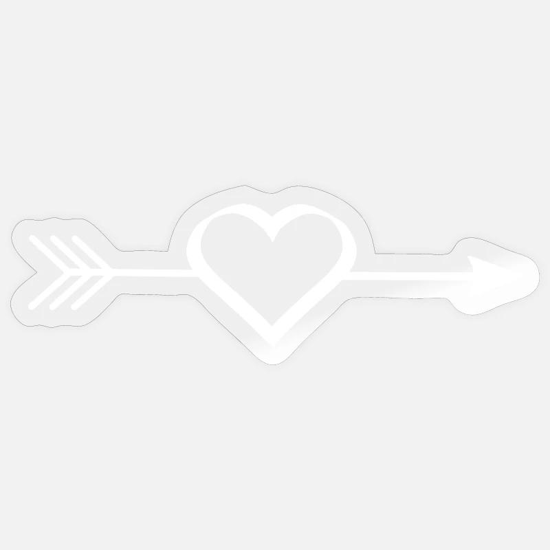 weißes Herz weiß mit Pfeil - Sticker Größe S (10 x 10 cm) - Transparent glänzend