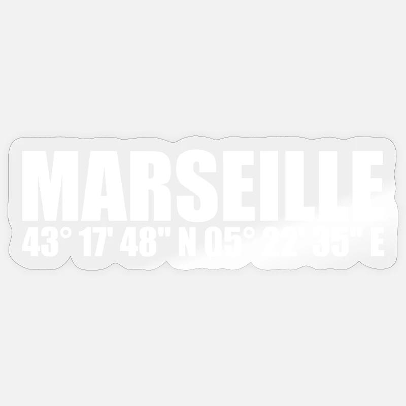 Coordonnées de Marseille - Sticker taille S (10 x 10 cm) - brillant transparent