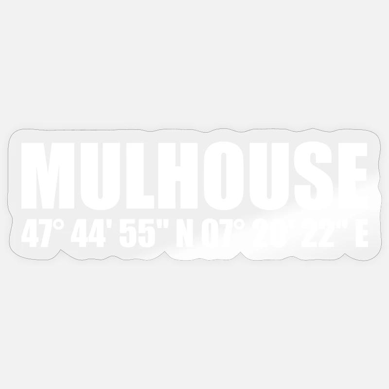 Coordonnées de Mulhouse - Sticker taille S (10 x 10 cm) - brillant transparent