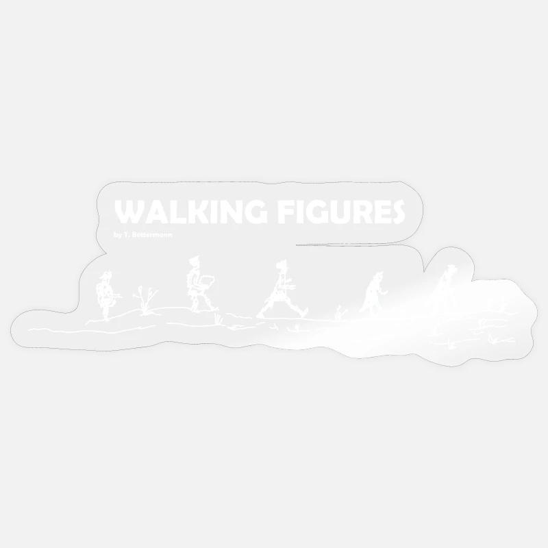 Figures de marche blanc - Sticker taille S (10 x 10 cm) - brillant transparent