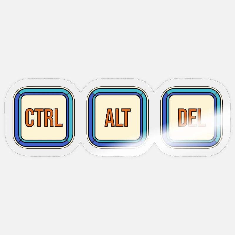 Touches de clavier rétro CTRL ALT DEL Sticker taille S (10 x 10 cm)