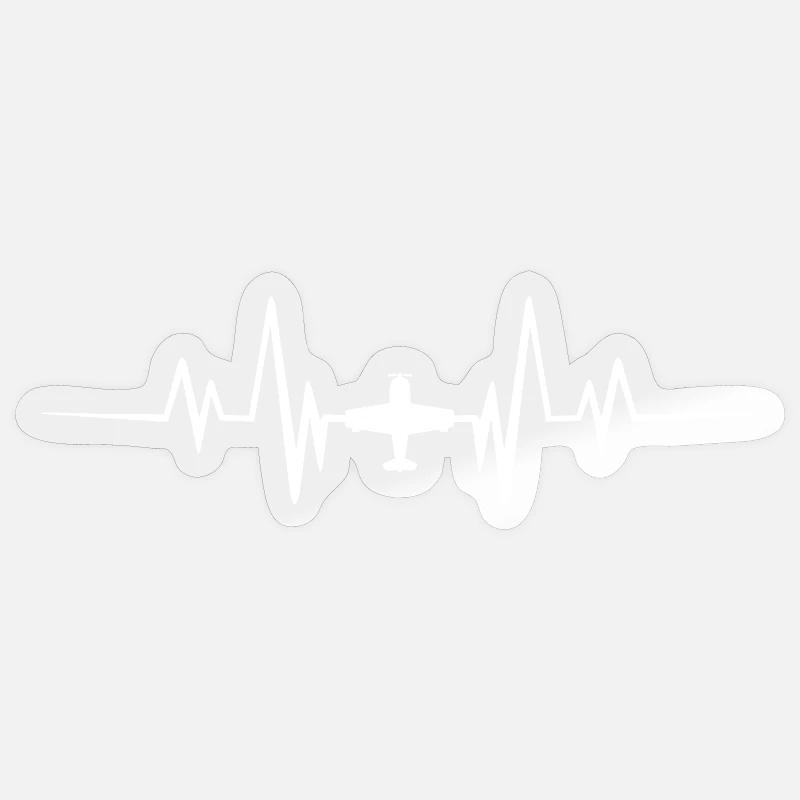 Herzschlag eines Flugzeugs - Sticker Größe S (10 x 10 cm) - Transparent glänzend