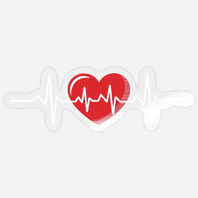 Conception de cardiogramme de rythme cardiaque - Sticker taille S (10 x 10 cm) - brillant transparent