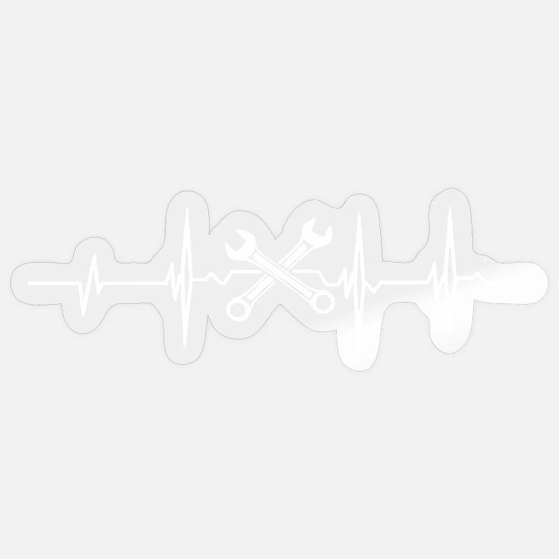 Heartbeat and tools - Sticker size S (10 x 10 cm) - transparent glossy