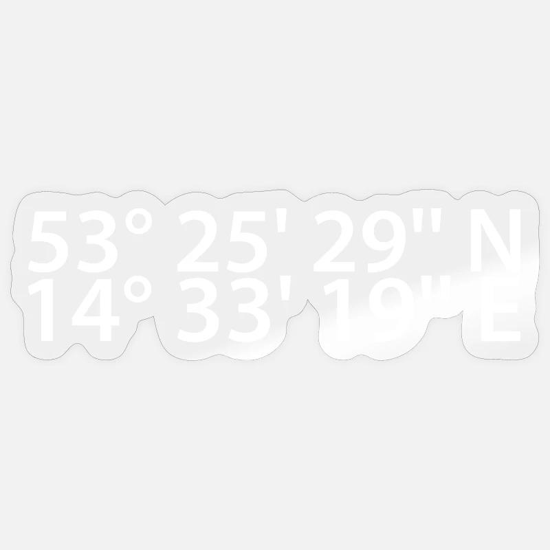 Szczecin coordinates - Sticker size S (10 x 10 cm) - transparent glossy