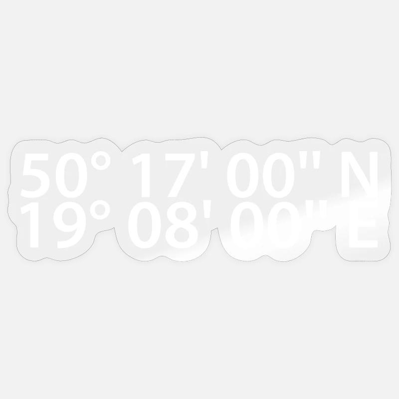 Coordonnées Sosnowiec - Sticker taille S (10 x 10 cm) - brillant transparent