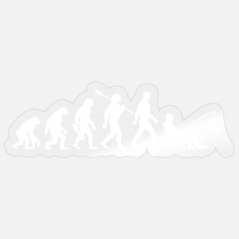 Evolution - Pêcheur, Cadeau de pêche - Sticker taille S (10 x 10 cm) - brillant transparent