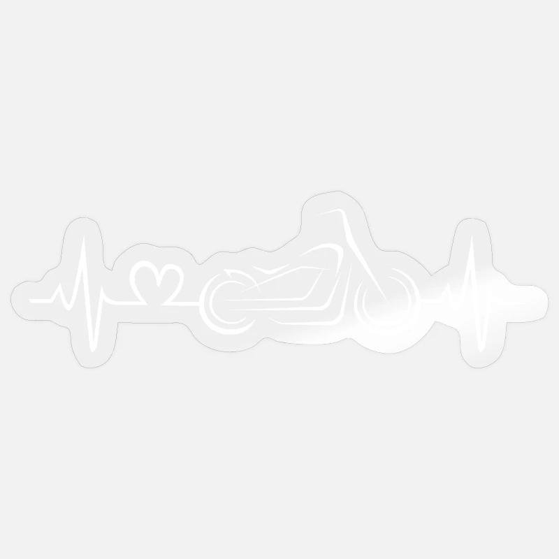 Chopper Herzschlag Bikerliebe - Sticker Größe S (10 x 10 cm) - Transparent glänzend